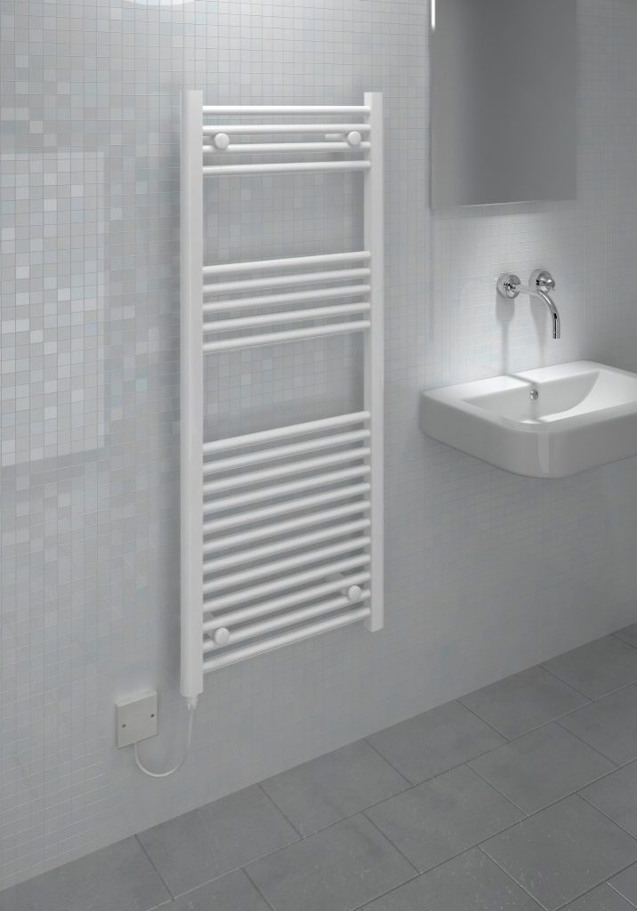 5060235349157 Kudox Electric Towel Rail Straight LST 500mm x 1200mm White 125 Watts IS